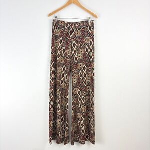 Boho Hippie Bell Bottoms Veronicam Medium Diamond Print Wide Leg Flare Pants